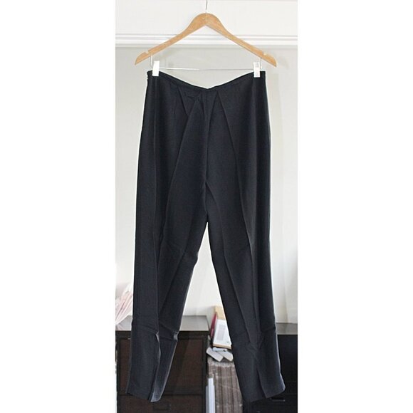 Eileen Fisher - Silk Georgette Crepe Side Zip Pants, Black, Medium - Picture 8 of 8